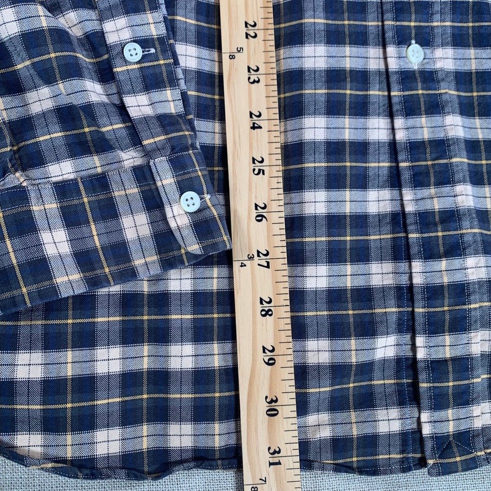 Ralph Lauren Mens XXL Plaid Button Down Shirt Navy Blue White Yellow Cotton - Picture 5 of 10